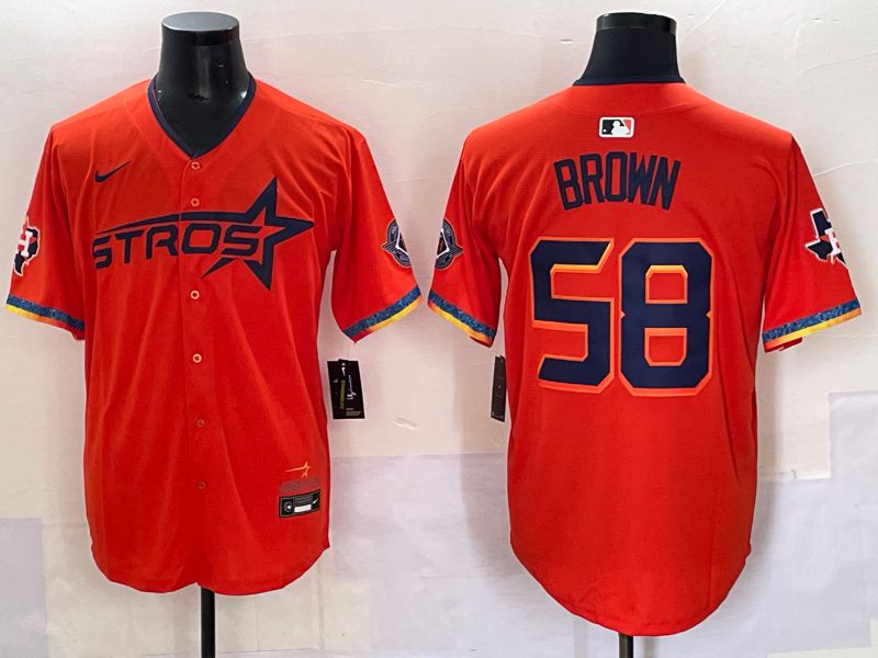 Men Houston Astros #58 Brown Orange Fourth generation Joint Name 2025 Nike MLB Jersey style 1->philadelphia phillies->MLB Jersey